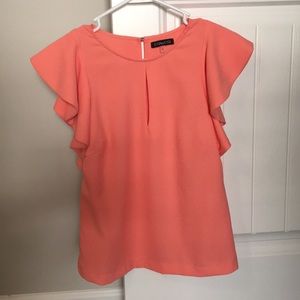coral ruffle sleeves top